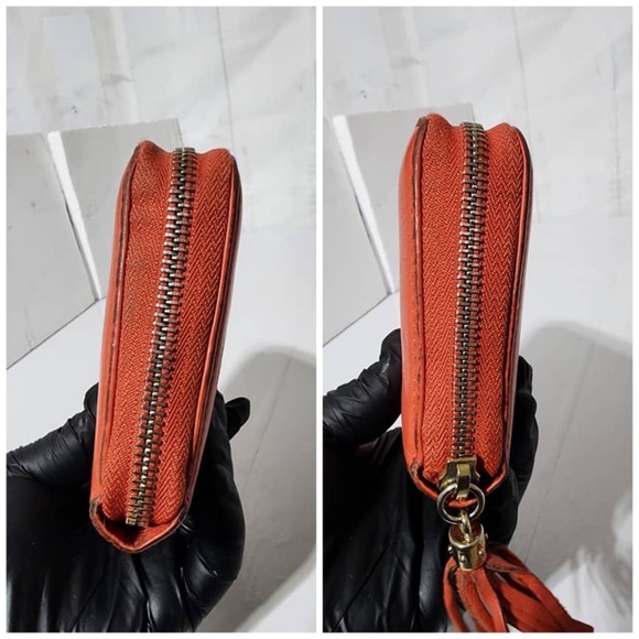 Authentic GUCCI Pebbled Calfskin Soho Zip Around Wallet Red - Picture 5 of 13